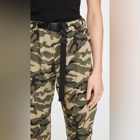 Pam & Gela Green Camouflage Print Cargo Cropped Military Pull On Pants Size S - Picture 2 of 13